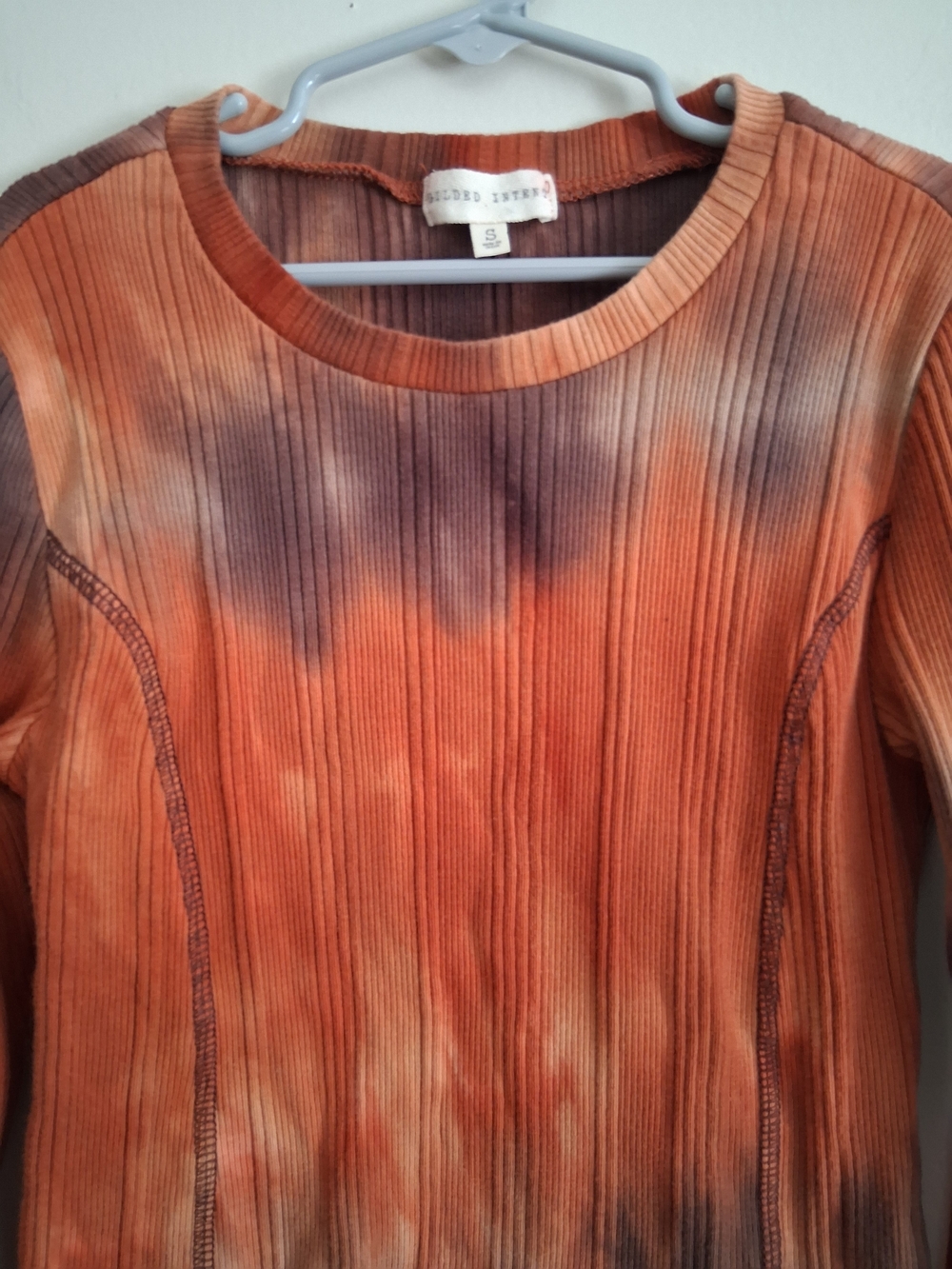 Gilded Intent Long Sleeve V-front Hem Shirt Cotton Blend Women's Small Tie Dye - Picture 3 of 7